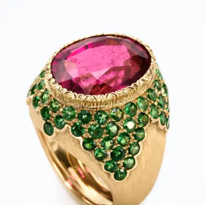 Anello Kaleido Tormalina e Tsavoriti