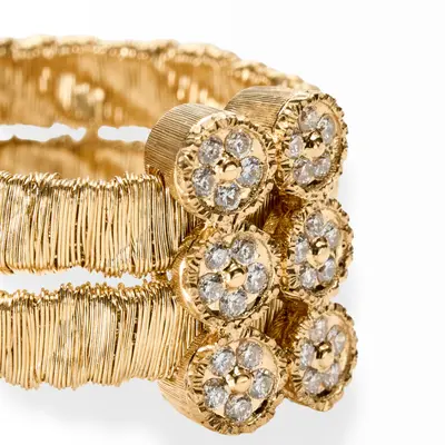 Anello due fili d'oro con brillanti