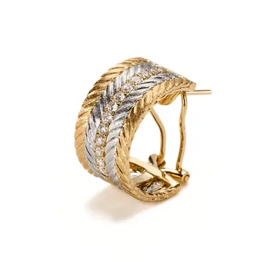 Millefili Earrings with one row of diamonds