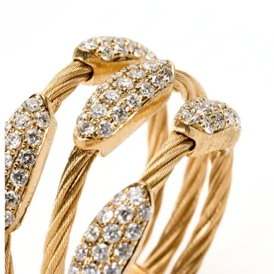 Anello tre fedine Torchon con brillanti