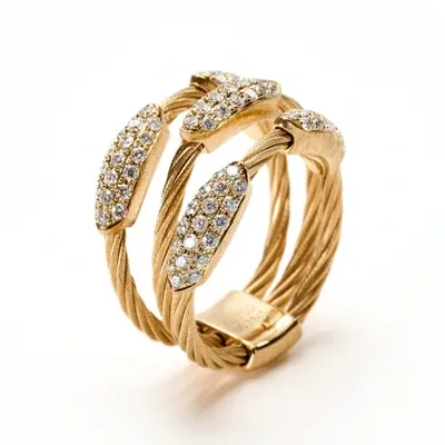 Anello tre fedine Torchon con brillanti