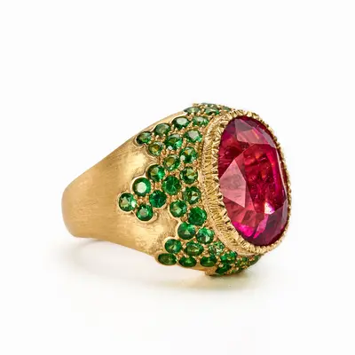 Anello Kaleido Tormalina e Tsavoriti